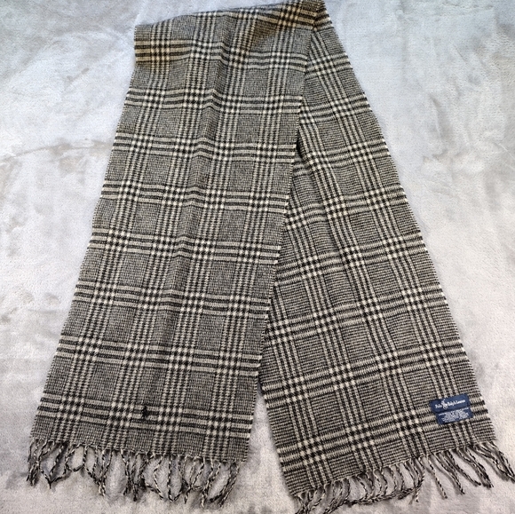 Vintage Polo Ralph Lauren Lambs Wool Scarf Scotland Plaid Tartan - Picture 1 of 4